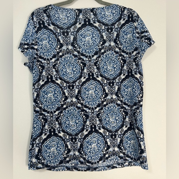 Blue Patterned Women's Top, Size L - Picture 6 of 6